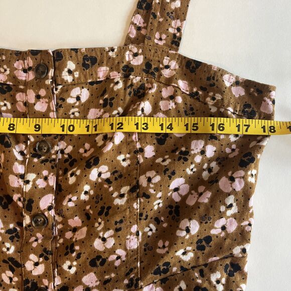 Who What Wear Halter Tank Top Women’s XL Linen Blend Brown Pink Black Floral - Picture 7 of 9